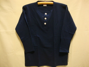 価格\4.290- ヘルスニット【Healthknit】950 ヘンリーネック Tシャツ-7分袖(3/4スリーブ)☆color【NAVY】size【Ｌ】U.S.A 綿/正規新品