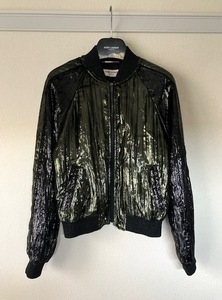 SAINT LAURENT PARIS サンローラン パリ メタリック シャイニー ブルゾン size: F36 極美品 他多数出品中　KK　