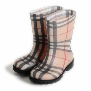 ◎【アウトレット品】【未使用品】 BURBERRY　バーバリー　キッズ　子供用　レインシューズ　長靴　サイズ25 8　ノバチェック柄　35683