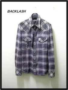 S ￥48,300 GRAY【BACKLASH バックラッシュ レザー切り替えチェックシャツ 1103-01 ISAMU KATAYAMA イサムカタヤマ】