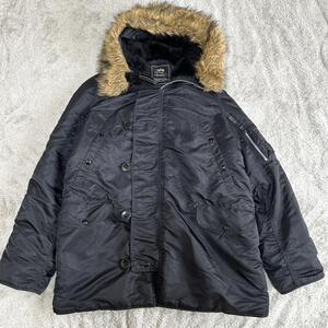 ALPHA INDUSTRIES アルファインダストリーズ ミリタリージャケット　サイズL　N3B N3-B　ファー付き　フライトジャケット　ブラック