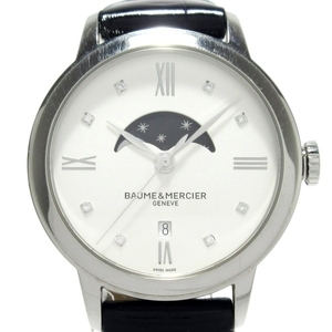 BAUME&MERCIER(ボーム&メルシエ) 腕時計 クラシマ10329 65816/BMM0A10329 レディース SS/8Pダイヤ/ムーンフェイズウォッチ シルバー