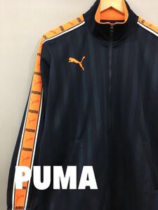 プーマ PUMA ビッグロゴ チームライン ジャージ トラックトップ 日本製 メンズ ネイビー SSサイズ !★&