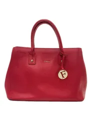 FURLA 2WAY ハンドバッグ ショルダーバッグ PVC レッド 無地