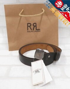 2A8793/未使用品 RRL ヴァンセンヌ レザーベルト イタリア製 ダブルアールエル