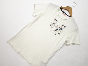 美品 AHAUS 半袖 ラウンドネック Tシャツ S クリーム地 水兵さん キャラクター柄 【メール便可】