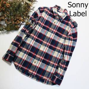 URBAN RESEARCH Sonny Label アーバンリサーチ ソニーレーベル 長袖シャツ レッド ブルー チェック M 胸ポケット シンプル 柔らか素材 4163