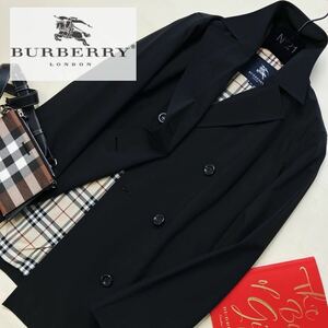 b42美品　美しい光沢感　参考価格14万●BURBERRY LONDON●目立つシンプルさ〜高級トレンチコート バーバリーコート レディース L