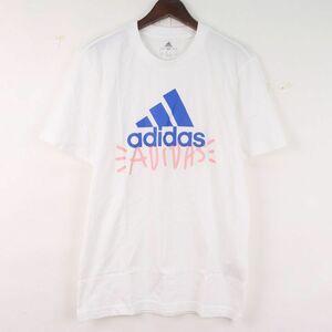 アディダス 半袖Tシャツ インナーシャツ スポーツウエア― 胸プリント 白 綿100% メンズ XLサイズ ホワイト adidas