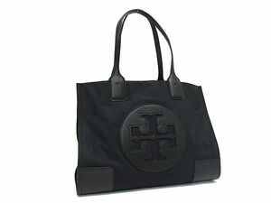 1円 ■美品■ TORY BURCH トリーバーチ エラ ナイロン×レザー トートバッグ ショルダー 肩掛け レディース ブラック系 AY5903