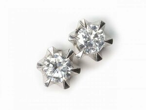 【送料無料】【質屋出品】 ピアス Pt 天然ダイヤアンド 1粒 両耳 0.25ct 0.25ct 6本爪　(0220-78)