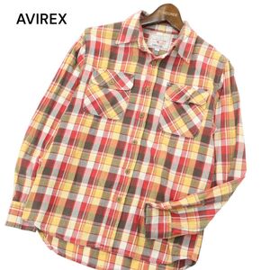 AVIREX アヴィレックス FLANNEL SPRING CHECK SH★ 長袖 フランネル チェック シャツ Sz.S　メンズ　A4T01027_2#C