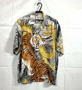 WACKO MARIA ワコマリア TIM LEHI ティムリーハイ HAWAIIAN SHIRT 龍 虎 タイガー サイズ: M color：グレー 系 ☆良品☆[663-0522-S5]