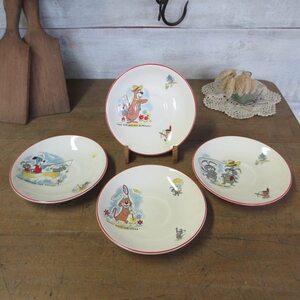 イギリス ヴィンテージ Ridgway Potteries Huckleberry Hound ソーサーのみ 4枚 お皿 キッチン雑貨 英国製 plate 1714saz