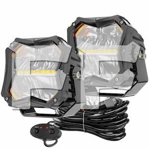 送料無料.. 新発売!! 5インチ 作業灯 LED ワークライト 50W スポット DRL ホワイト 遠距離照射 ストロボ ワイヤーハーネス ジープ ジムニー