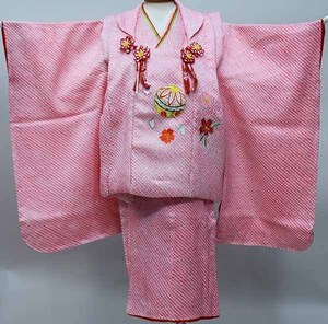 七五三 三歳 女児 被布着物セット 正絹 総絞り 祝着 新品（株）安田屋 NO37184