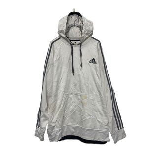 adidas ロゴ スウェット パーカー アディダス XL ホワイト ビックサイズ ラグラン 古着卸 アメリカ仕入 a606-6564