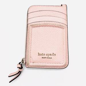 保管品 Kate spade ケイトスペード カードケース カードホルダー キーリング コインケース 小銭入れ コンパクト レザー ピンク K5611