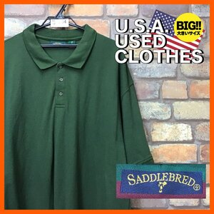 ME12-864★USA古着★状態良好【SADDLEBRED】オーバーサイズ 鹿の子 半袖 ポロシャツ【メンズ XXL】グリーン ゴルフ アメカジ ストリート