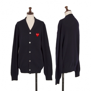 プレイ コムデギャルソンPLAY COMME des GARCONS ハートワッペンニットカーディガン 紺M 【レディース】