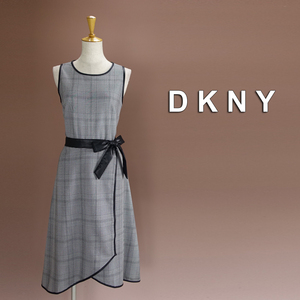 新品 DKNY 10/15号 ダナキャラン グレー 白 黒 チェック ワンピース パーティドレス 結婚式 二次会 フォーマル お呼ばれ 発表会 輝62K0504