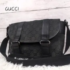 GUCCI グッチ ショルダーバッグ GGキャンバス GG レザー ブラック