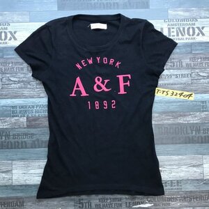 Abercrombie&Fitch アバクロンビーアンドフィッチ レディース ロゴ刺繍 半袖Tシャツ 小さいサイズ XS 黒