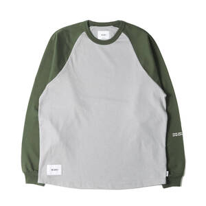 新品同様 WTAPS ダブルタップス Tシャツ サイズ:S 22AW ヘビーウェイト ラグラン ロングスリーブ Tシャツ (IAN RAGLAN LS) オリーブドラブ