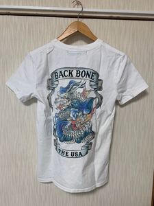 backbone back bone バックボーン 干支 ドラゴン 龍 辰 Tシャツ 半袖Tシャツ ホワイト ポケット