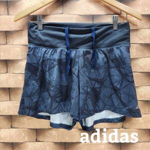 ◇アディダス/adidas climalite◇ショートパンツ フレアー グレー 幾何学模様 Lサイズ レディース