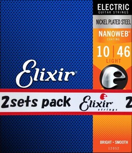 2個セットElixir エリクサー エレキギター弦 NANOWEB Light .010-.046 #12052