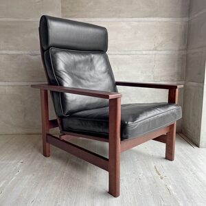 ♪ フレデリシア FREDERICIA イージーチェア Easy chair 2461 レザー ブラック マホガニー材 ソーレン・ホルスト SOREN HOLST アクタス別注