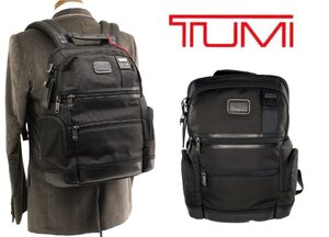 10万新品◆TUMI トゥミ◆バッグパック ビジネスリュック ブラックレザーネームタグ『Parrish Backpack』黒 1円