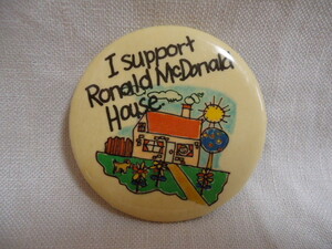 即決　ＵＳ　Ｍｃ　1980年代製　ロナルド　ドナルドハウス　I Support Ronald　スタッフ　缶バッチ