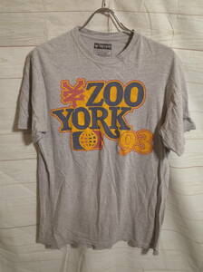 メンズ ph404 ZOO YORK ズーヨーク ロゴ プリント 半袖 Tシャツ L グレー 灰