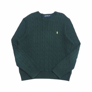 TI1808□ポロラルフローレン/POLO RALPH LAUREN*メンズXL*長袖コットンニットプルオーバー/クルーネックセーター*ケーブル編み*ポニー刺繍