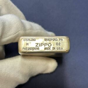 《285》 ★ STERLING ★ 1円スタート ★火花確認★ ZIPPO シルバー素材 超希少 2002年 H 02 PAT 2032695 無地 ジッポ ライター 着火未確認