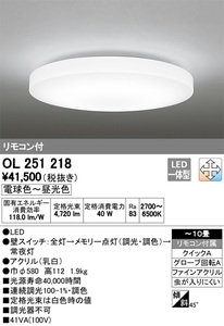  送料無料 定価45,650円 新品 OL 251 218 オーデリック 照明