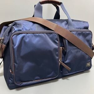 1円 PORTER ポーター PLAN プラン 2WAY ハンドバッグ ショルダーバッグ ボストンバッグ トラベルバッグ メンズ ネイビー系 正規品本物