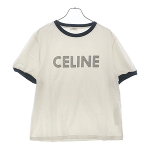 CELINE セリーヌ 23AW フロントロゴプリント ルーズ半袖Tシャツ ホワイト 2X49I671Q