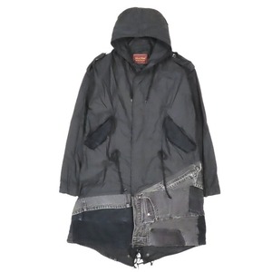 美品 Wiz&Witch ウィズアンドウィッチ リメイク モッズコート ジャケット ミリタリー PARKA SHELL M-1951 デニム 再構築 F ブラック 黒