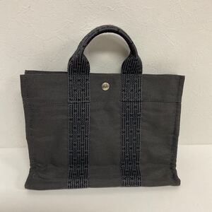 営KW598-80◆ HERMES エルメス エールライン PM キャンバス ダークグレー トートバッグ ハンドバッグ