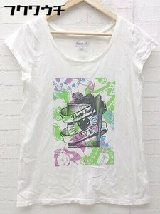 ◇ agnes b アニエスベー プリント 半袖 Tシャツ カットソー サイズ2 ホワイト レディース