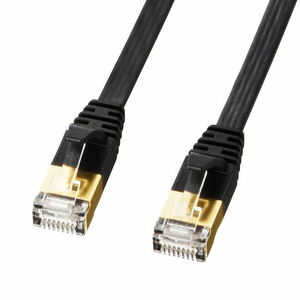 CAT7ウルトラフラットLANケーブル 0.5m ブラック 10GBASE対応 耐ノイズ 1.9mmの薄さを実現 サンワサプライ KB-FLU7-005BK 新品 送料無料