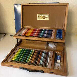 美品 STAEDTLER ステッドラー 色鉛筆 60色セット KARAT 60 Aquarell 124A H 木製ケース付き 中古品