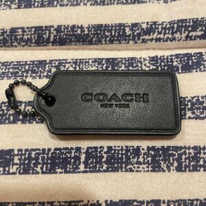 COACH・コーチ・ バッグチャーム・レザータグ・ボールチェーン・ブラック・ キーホルダー・