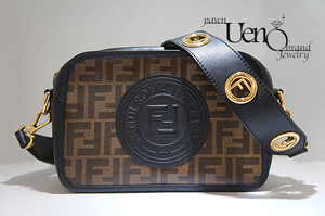 【質屋】送料無料！FENDI フェンディ キャム ズッカ柄 カメラバッグ（黒×ゴールド金具）