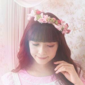 ★tulle Pink Princess いちごと桜の布花シリーズ リボン花冠 InEden 青木美沙子 ロリィタ ピンク ハンドメイド★