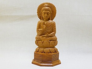 ★古い 木彫 お釈迦様 詳細不明★ G445 Old wooden carving of Buddha