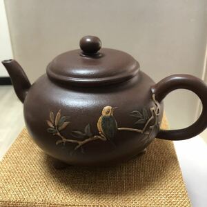 【聚寶堂】時代物 紫砂茶壺 朱泥急須 煎茶道具 箱付き LJ-23